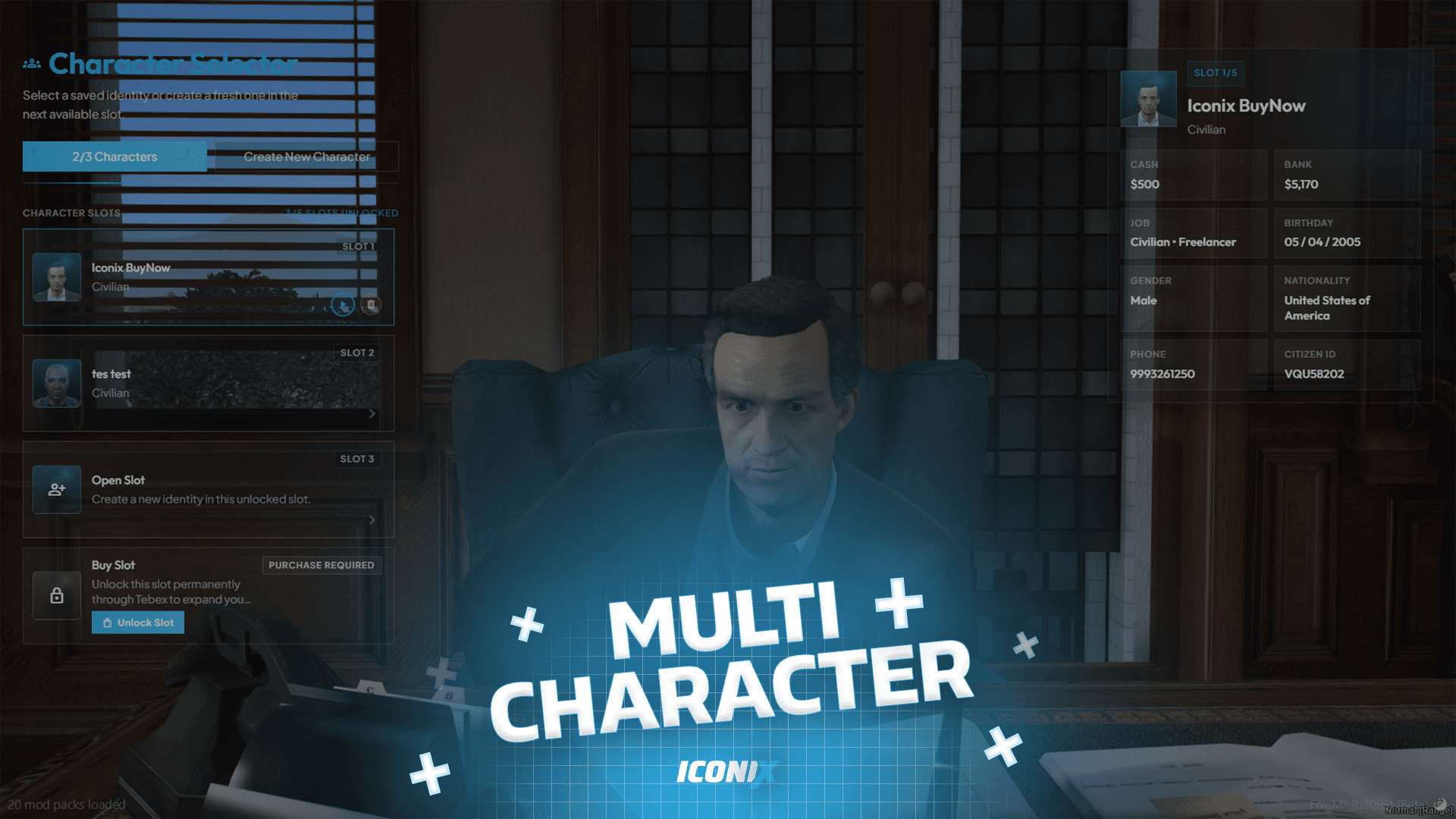 Multicharacter FiveM script preview